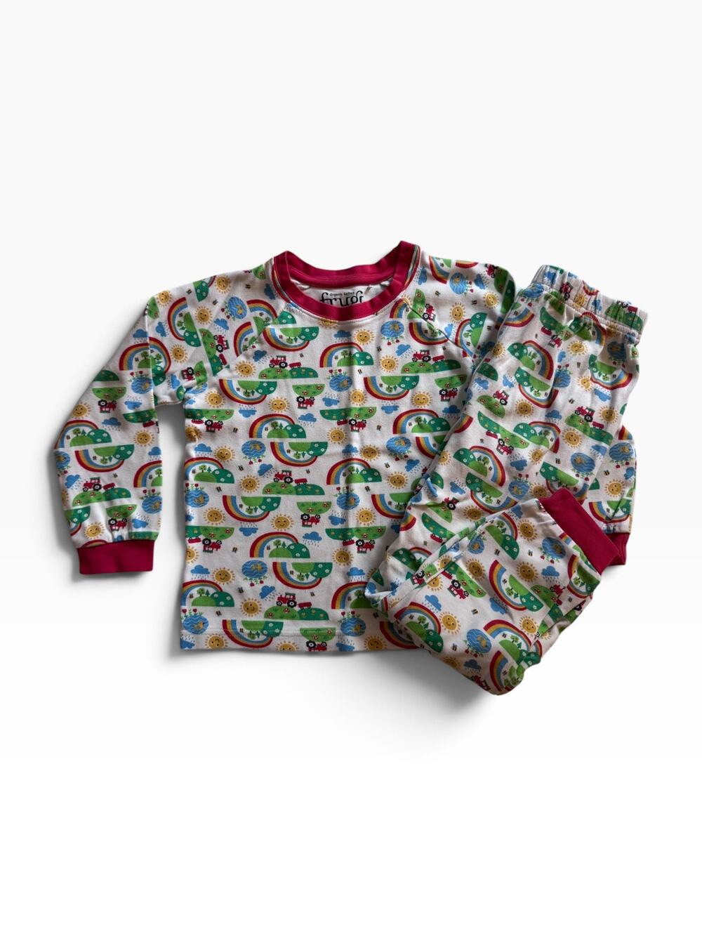 Frugi organic rainbow farm pajamas